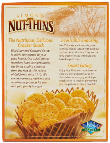 Blue Diamond Nut Thins deliver 3g protein per serving for a satisfying bite.