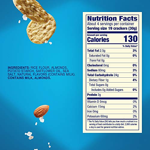 Blue Diamond Nut Thins close-up crackle — almond and rice flour texture.