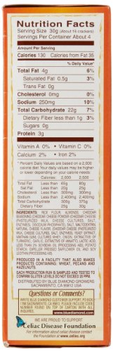 Blue Diamond Nut Thins Cheddar, no cholesterol option for lighter snacking.