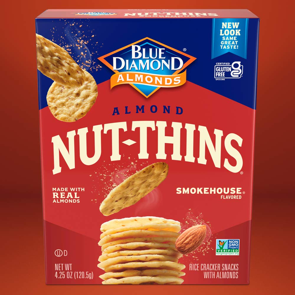 Blue Diamond Nut-Thins served with cheese creates a light gluten-free nibble