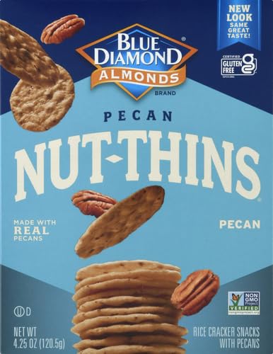 Blue Diamond Pecan Thins on cheese platter for entertaining.