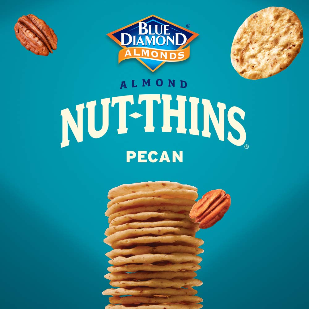 Blue Diamond Pecan Thins packaging design looks shelf-ready and appealing.