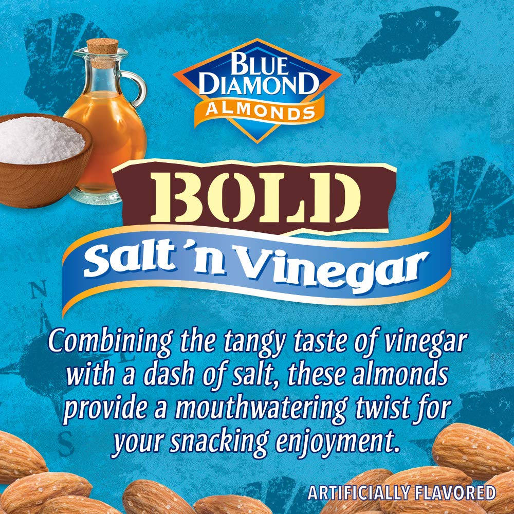 Blue Diamond almonds close-up, crisp texture with tangy seasoning