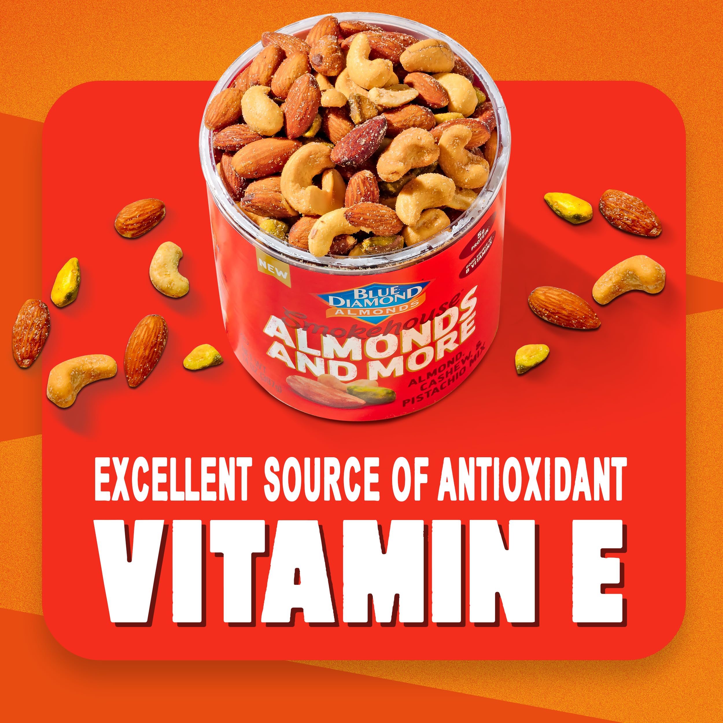Blue Diamond snack-pack on trail, convenient energy for outdoor moments.