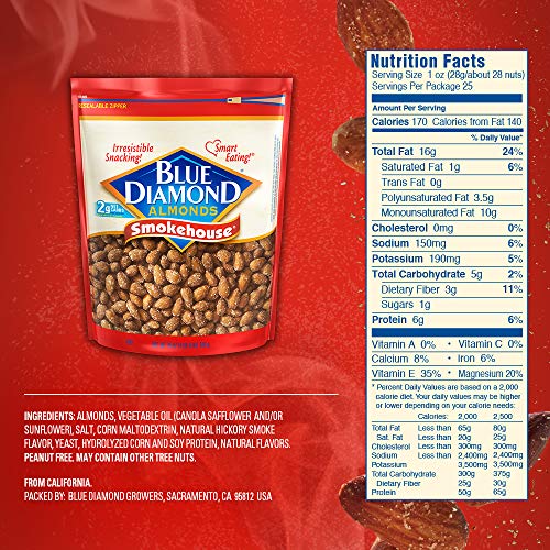 Blue Diamond Smokehouse almonds offer a protein boost and fiber-rich crunch.