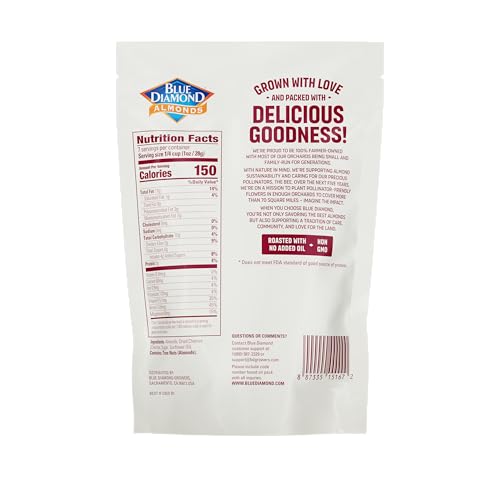 Blue Diamond almonds close-up, roasted California almonds delivering a rich, savory crunch.