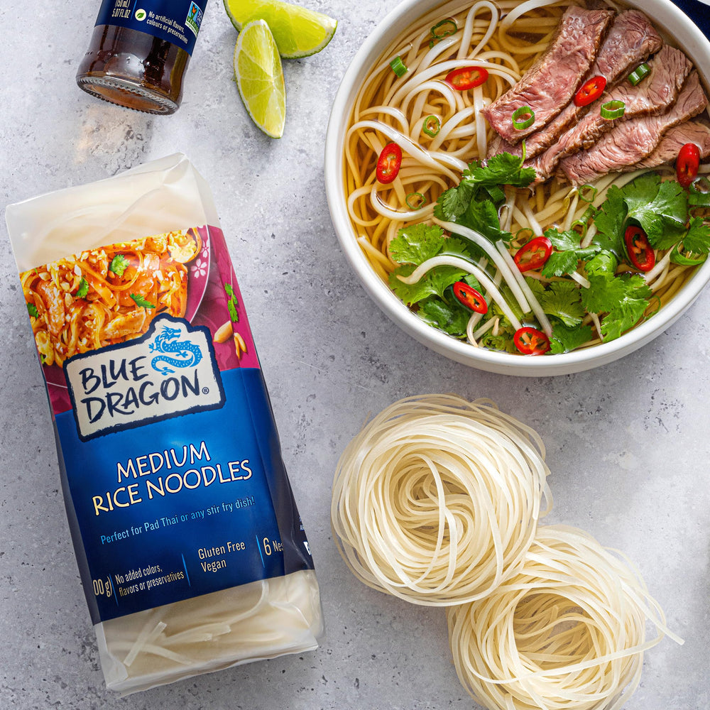 Blue Dragon Noodles in a wok, perfect for quick stir-fries