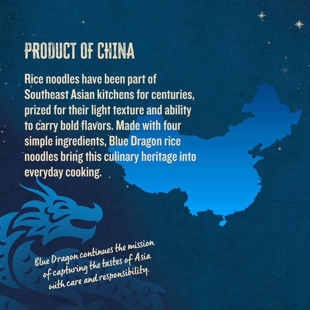 Blue Dragon Noodles in comforting soup, silky texture that layers into broth