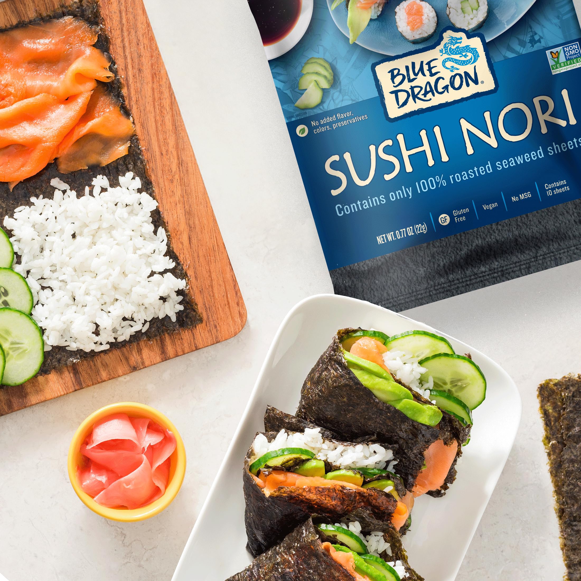 Blue Dragon Sushi Nori in poke bowls enhances texture and color.