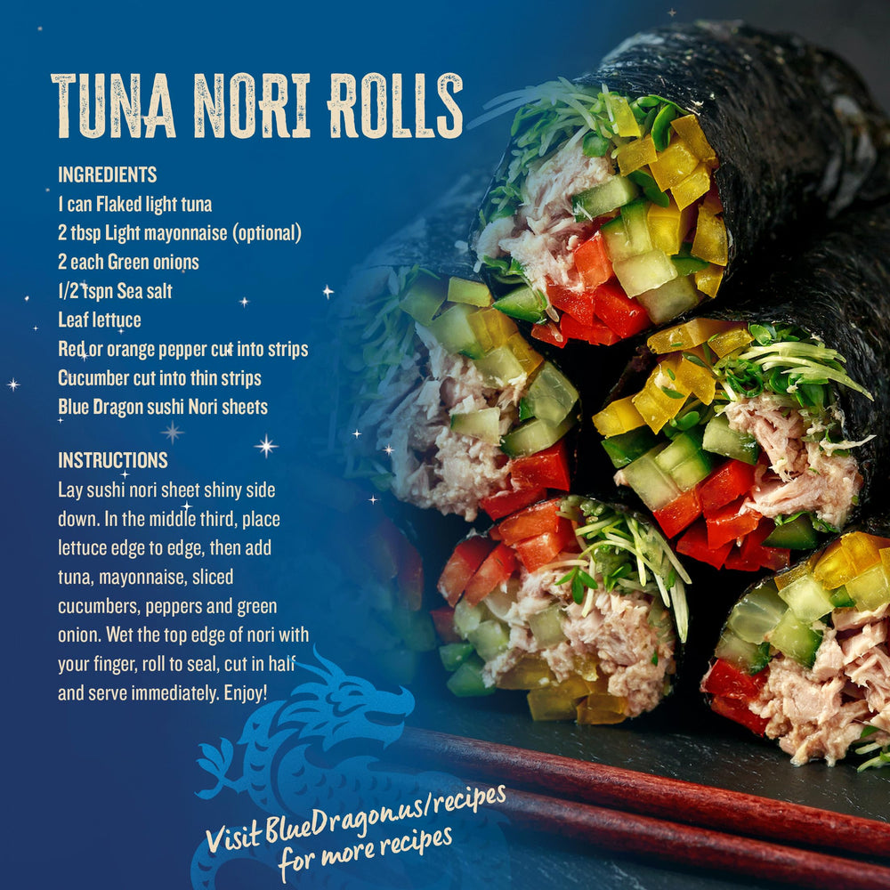 Blue Dragon Sushi Nori seaweed used as salad topping adds smoky sea flavor.