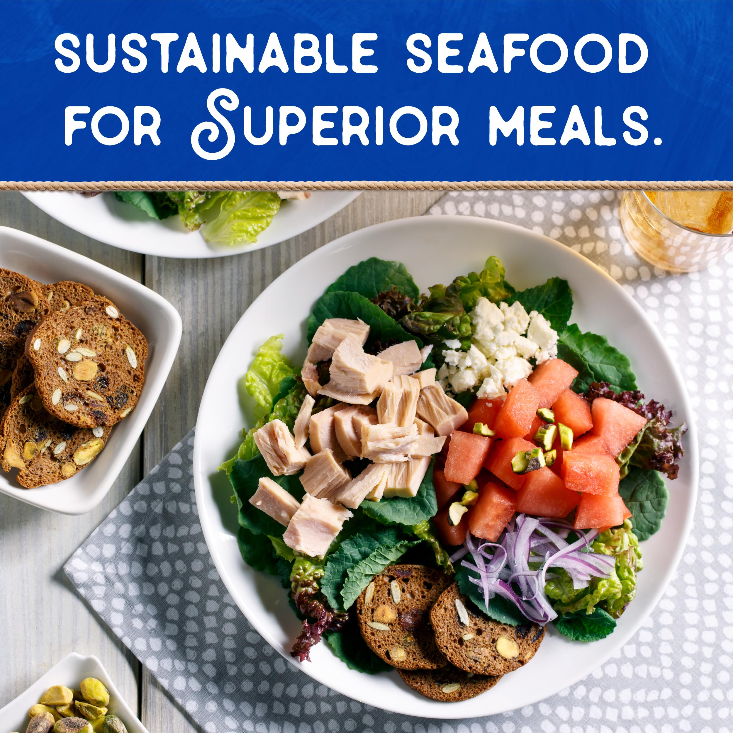 Blue Harbor Fish Co. MSC-certified dolphin-safe packaging supports sustainable seafood choices.