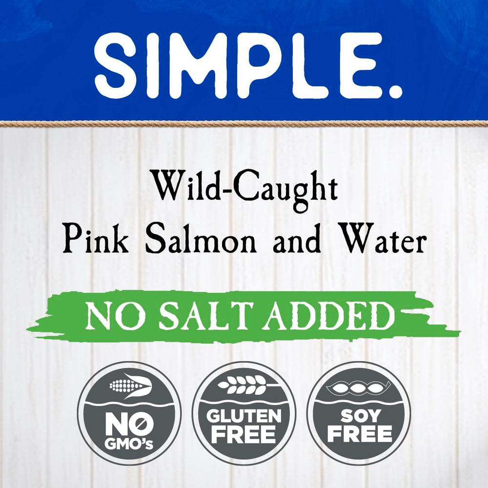 Blue Harbor Wild Pink Salmon open can served on a plate for quick meals.