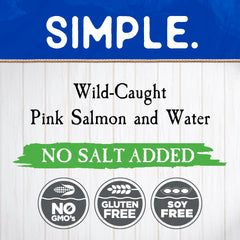 Blue Harbor Wild Pink Salmon open can served on a plate for quick meals.