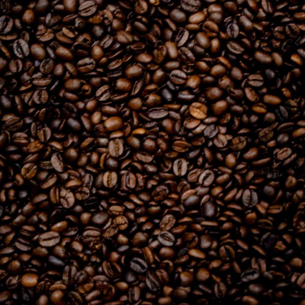 Blue Horse Kona coffee label close-up emphasizing USA-made quality.