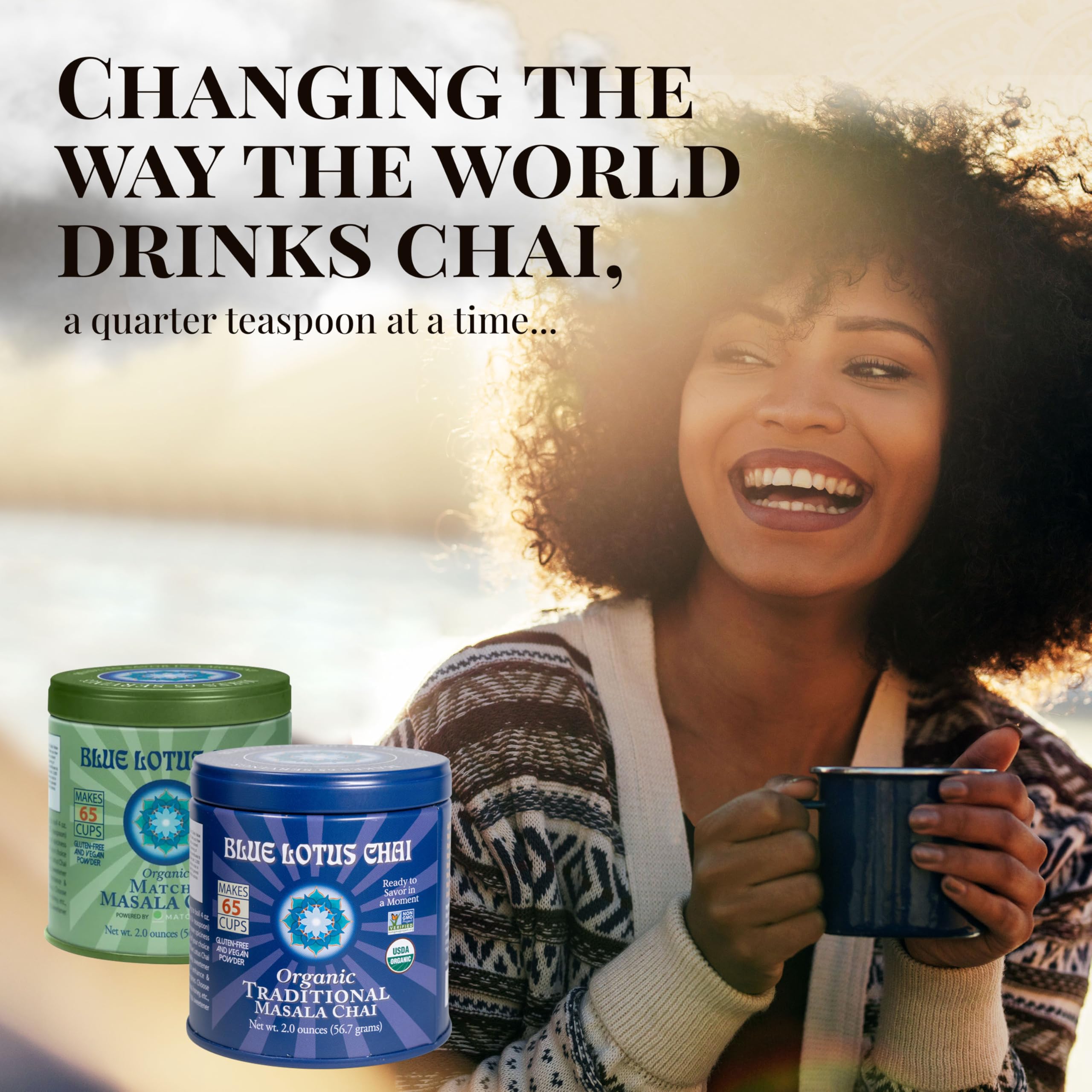 Blue Lotus Chai cup with milk ready for a cozy break.