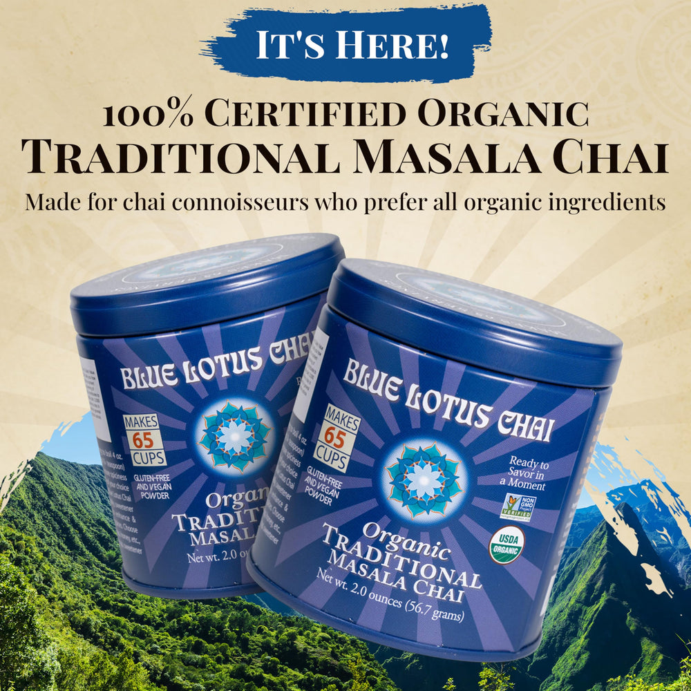 Blue Lotus Chai spice blend close-up with aromatic, authentic flavors.