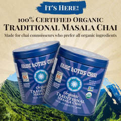 Blue Lotus Chai spice blend close-up with aromatic, authentic flavors.