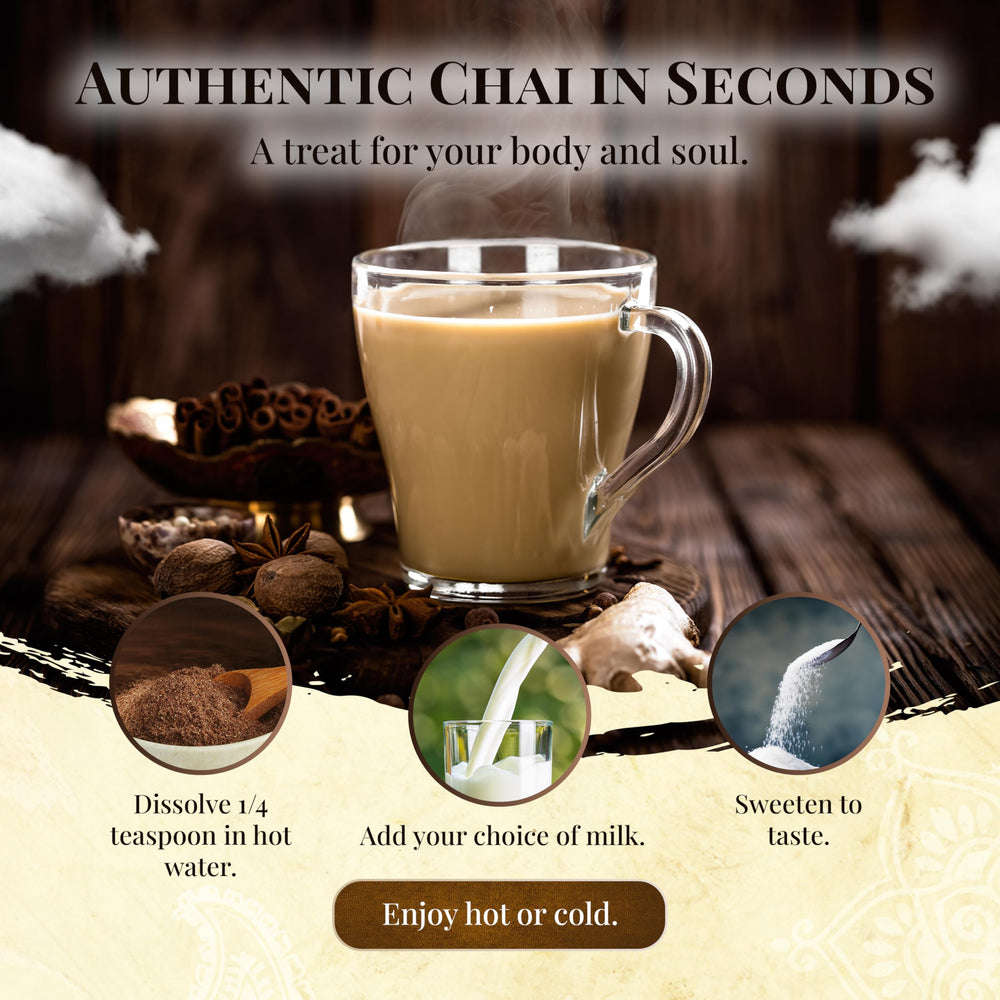 Steaming Blue Lotus Chai cup evokes warm, inviting aroma.