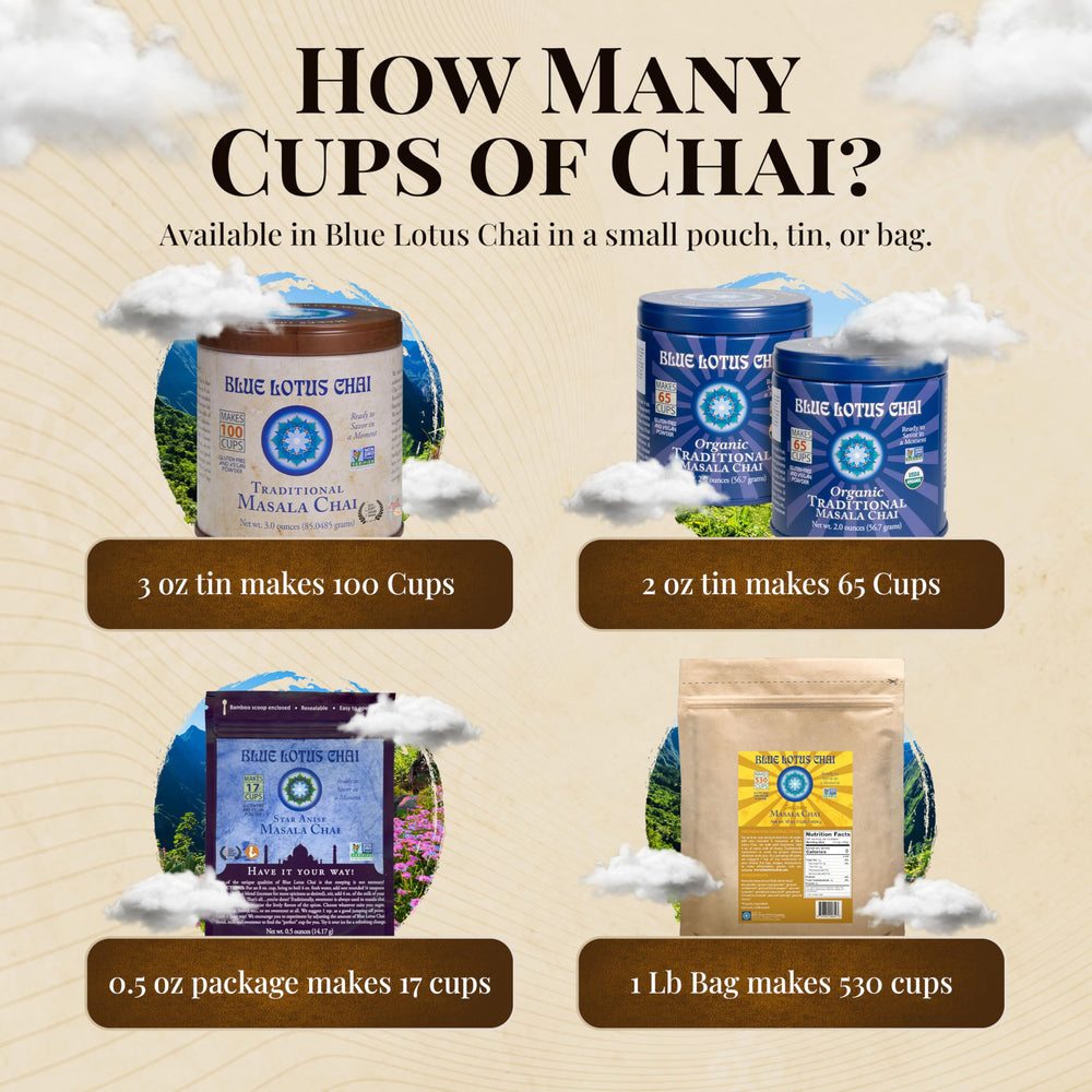 Blue Lotus Chai vegan, gluten-free formula supports dietary needs.