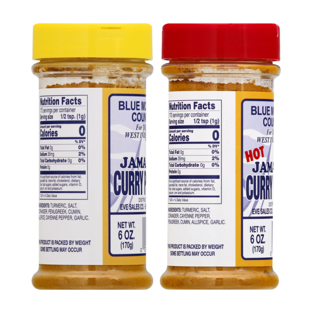 Blue Mountain Country hot Jamaican curry powder adds heat to seafood and meat dishes.