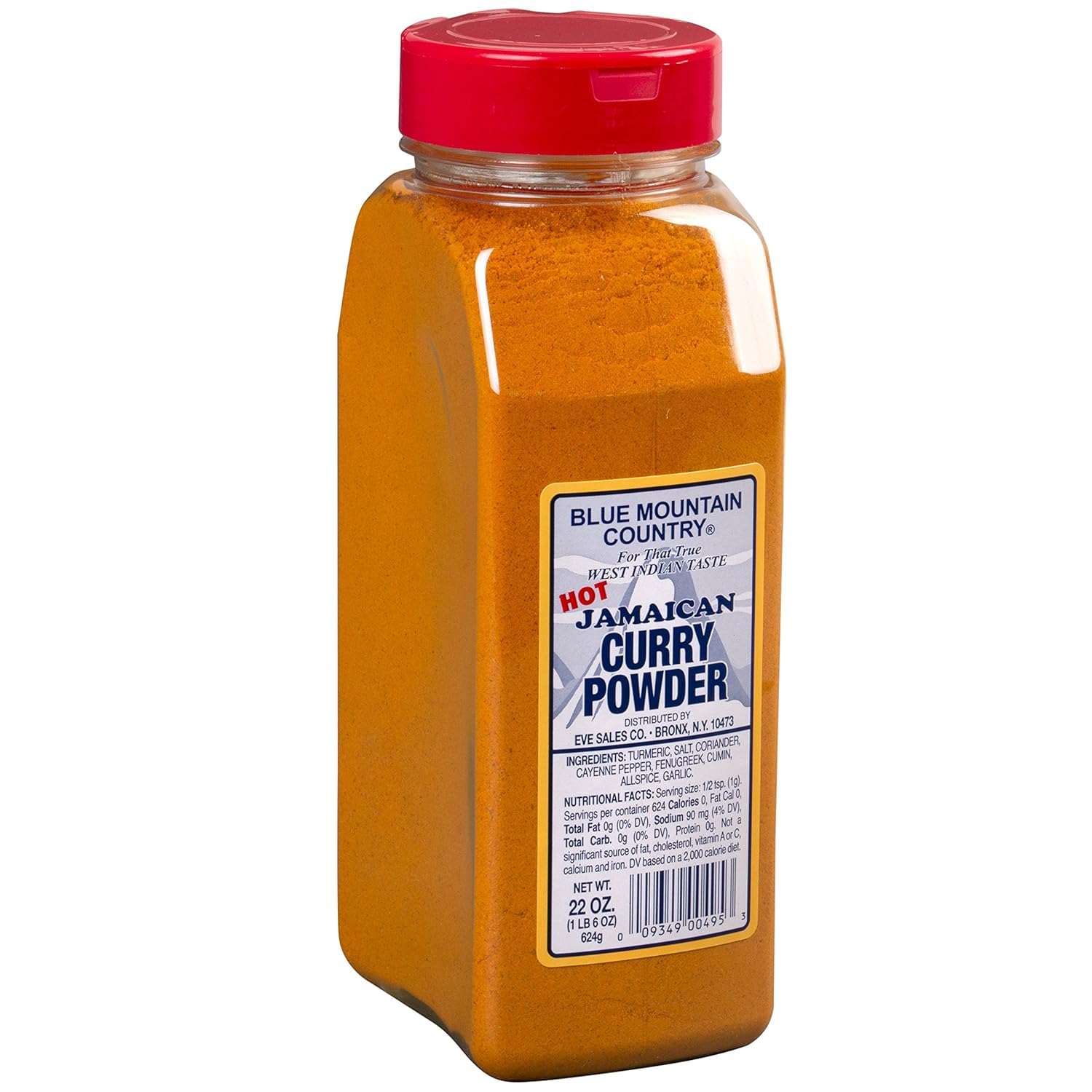 Blue Mountain Country Jamaican Curry Powder Hot packaging jar with authentic West Indian blend.