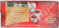 Stacked Barry's Gold Blend tea bags in display friendly pack