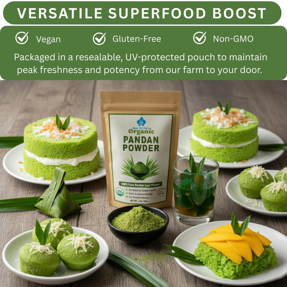 Blue Orchid Pandan Powder packaging preserves freshness and aroma
