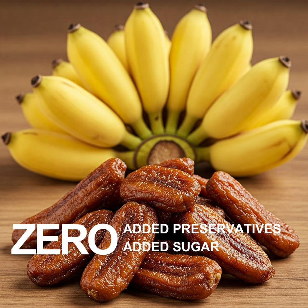 Blue Orchid Organic sun dried bananas in a bowl show natural color and fiber.
