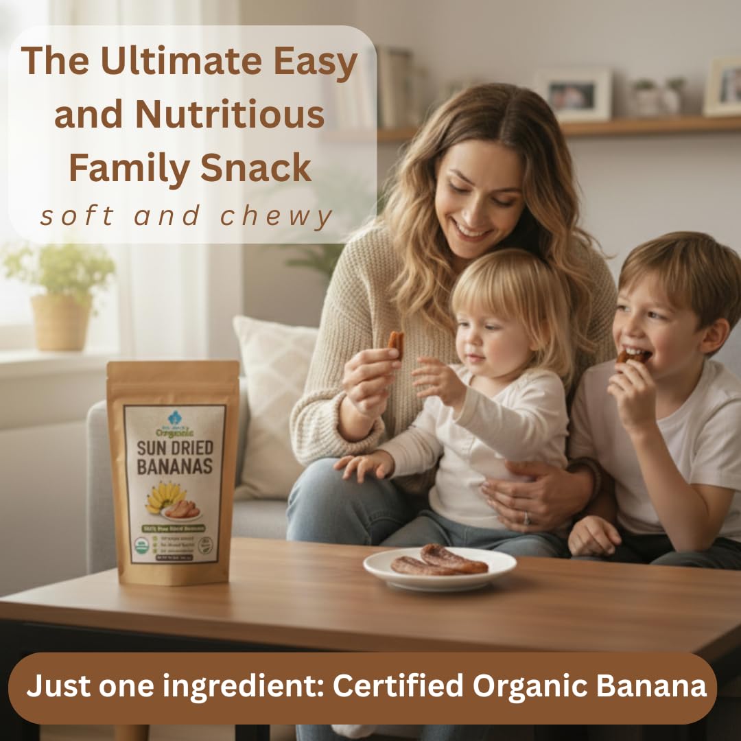 Blue Orchid Organic sun dried bananas potassium-rich nutrition label for daily energy.