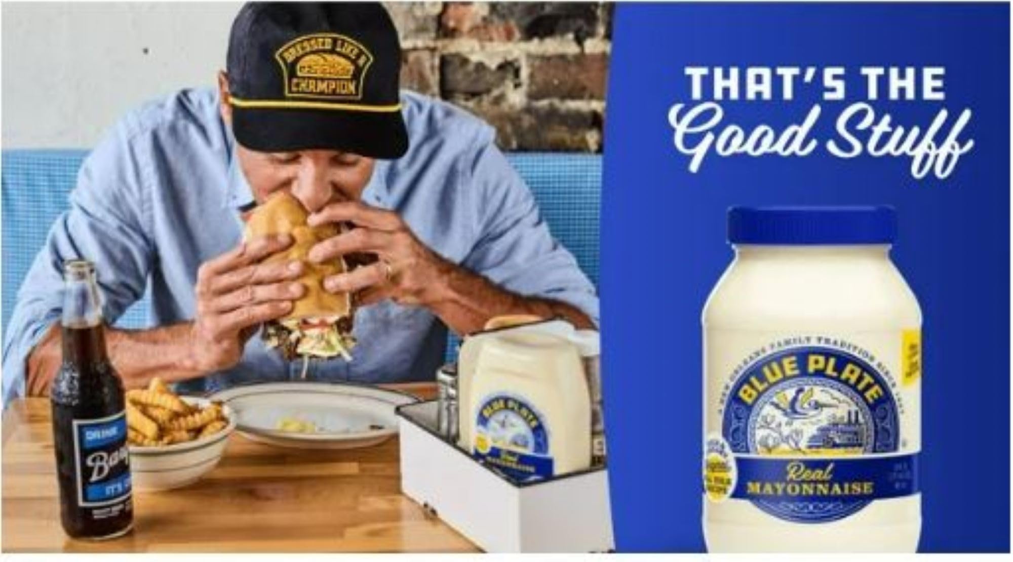 Golden emulsion of Blue Plate mayo in a dressing setup.