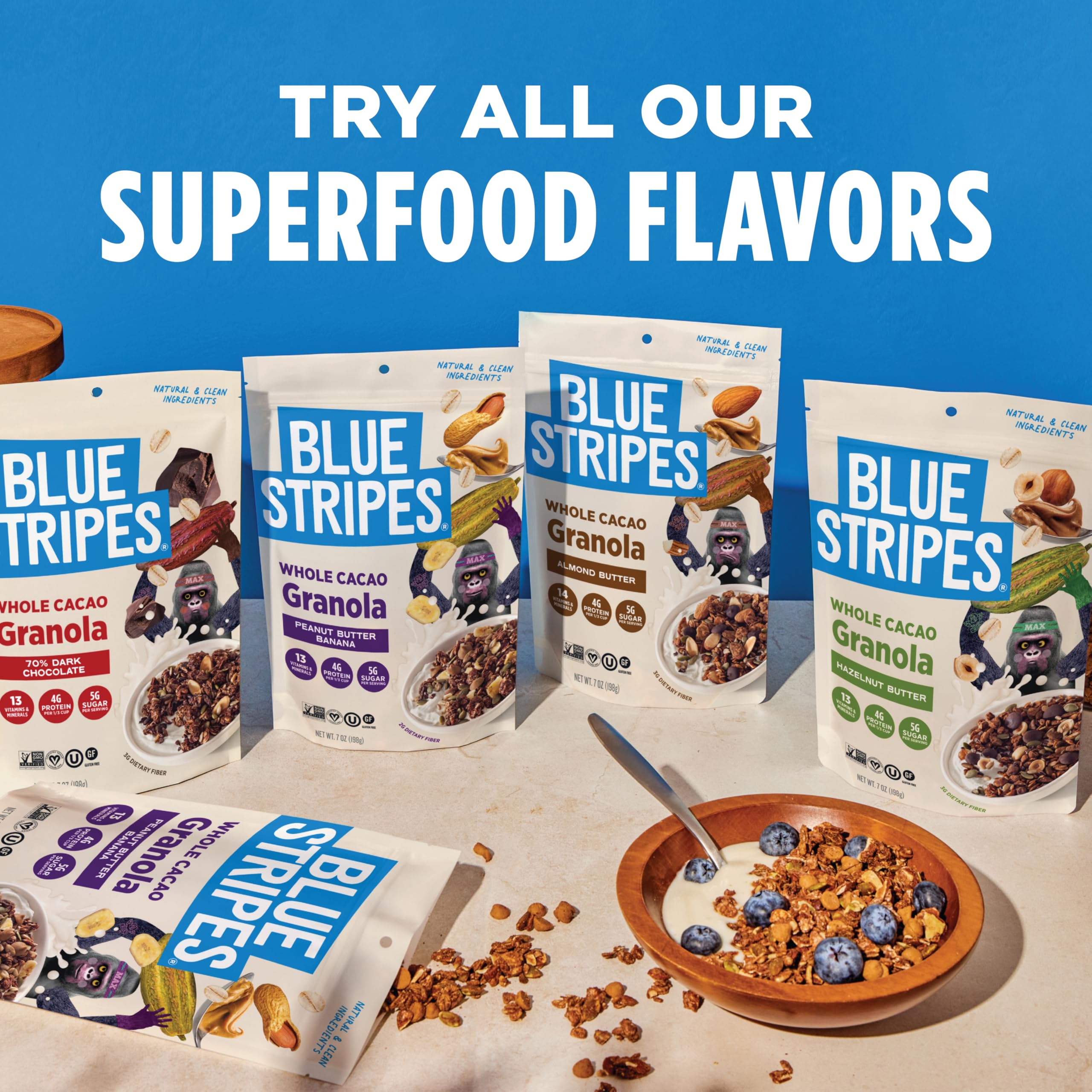 Blue Stripes 8oz bag packaging for convenient storage and travel