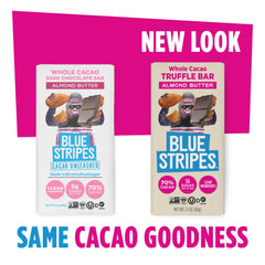 Blue Stripes dark chocolate texture with almond butter center.