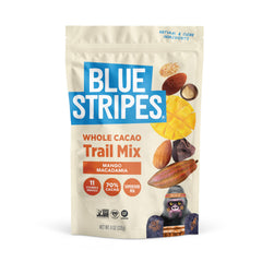 Blue Stripes Trail Mix with 70% cacao chips for sustained energy.