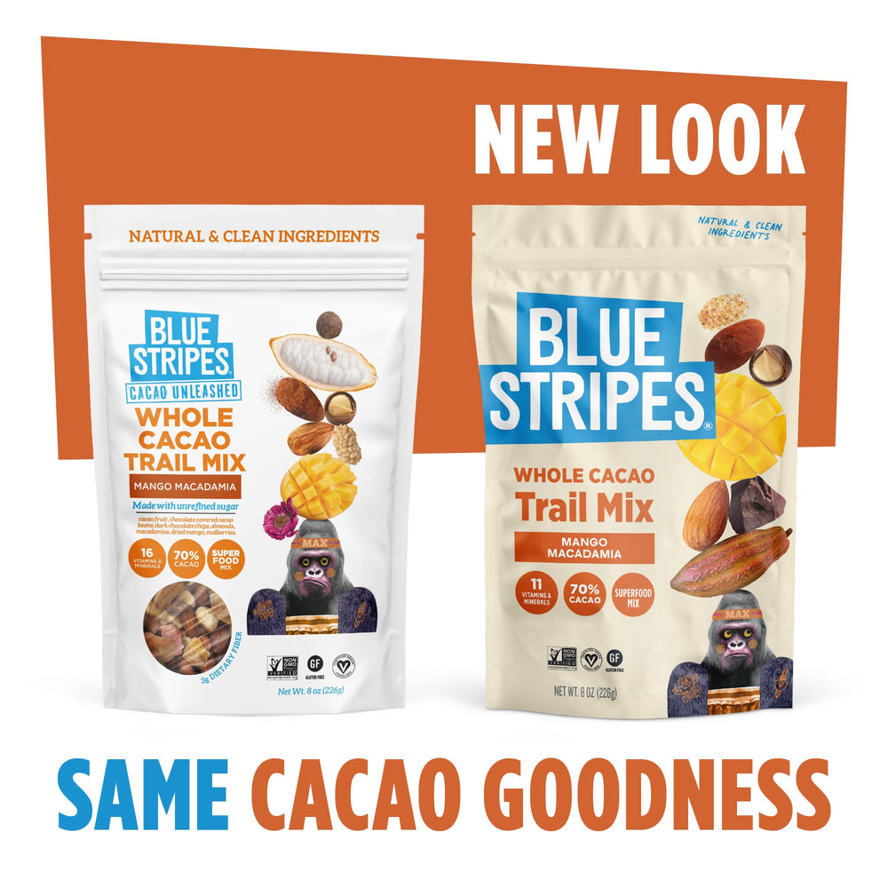 Blue Stripes Trail Mix macadamia nuts add creamy texture and premium flavor.