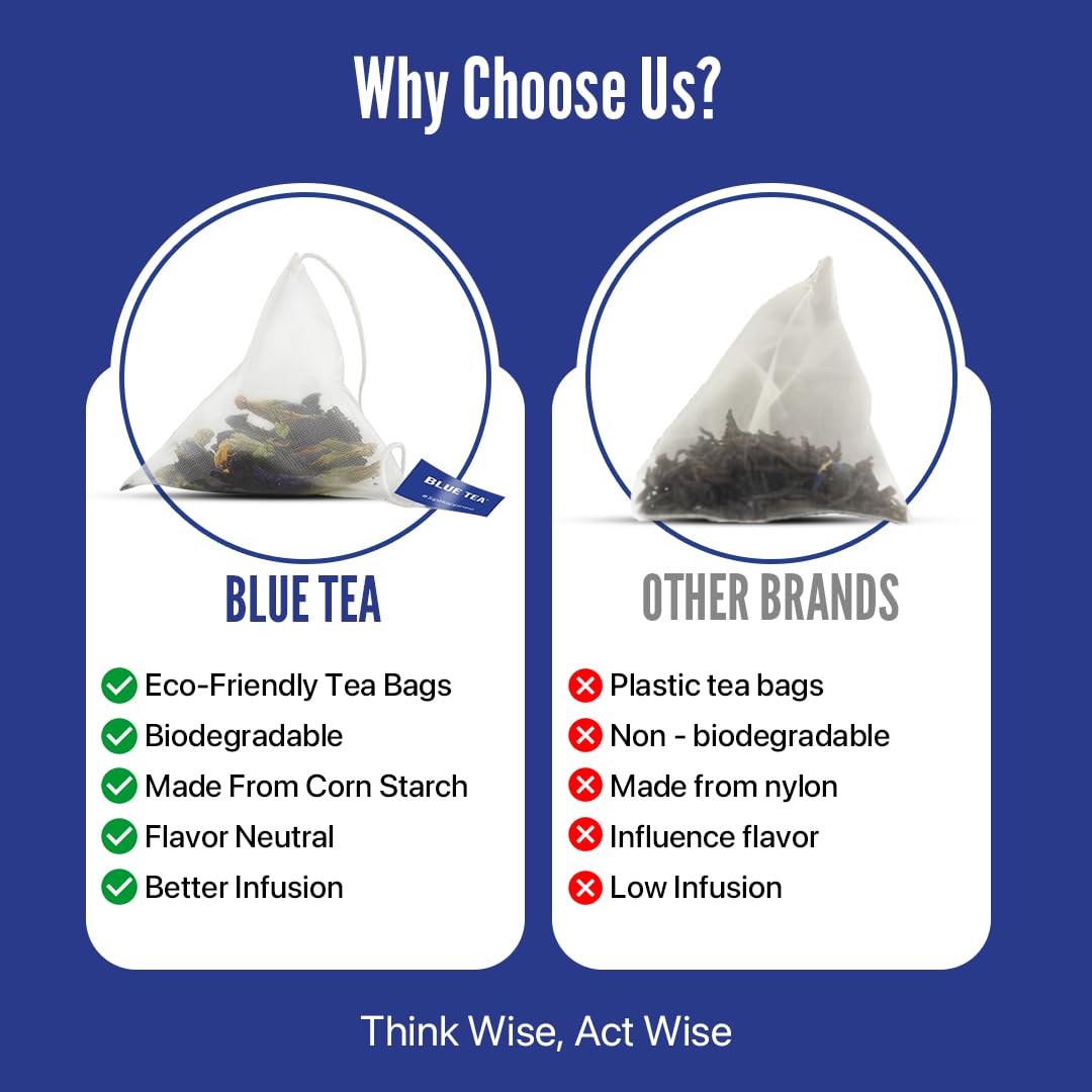 BLUE TEA Butterfly Pea Flower Tea brewed tint in a glass