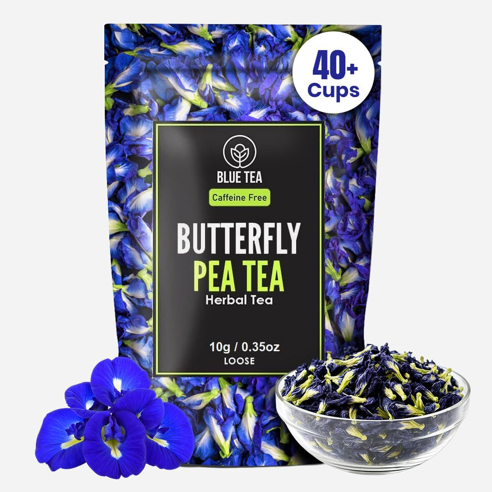 Blue Tea Butterfly Pea Flower Tea pack in zipper pouch shows farm-fresh packaging