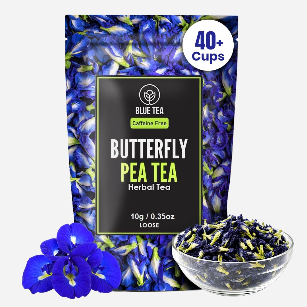 Blue Tea Butterfly Pea Flower Tea pack in zipper pouch shows farm-fresh packaging