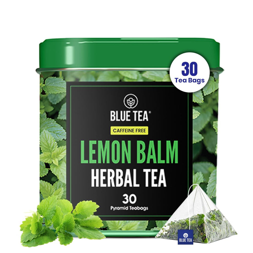 BLUE TEA Lemon Balm Tea cup with steam for a calming moment