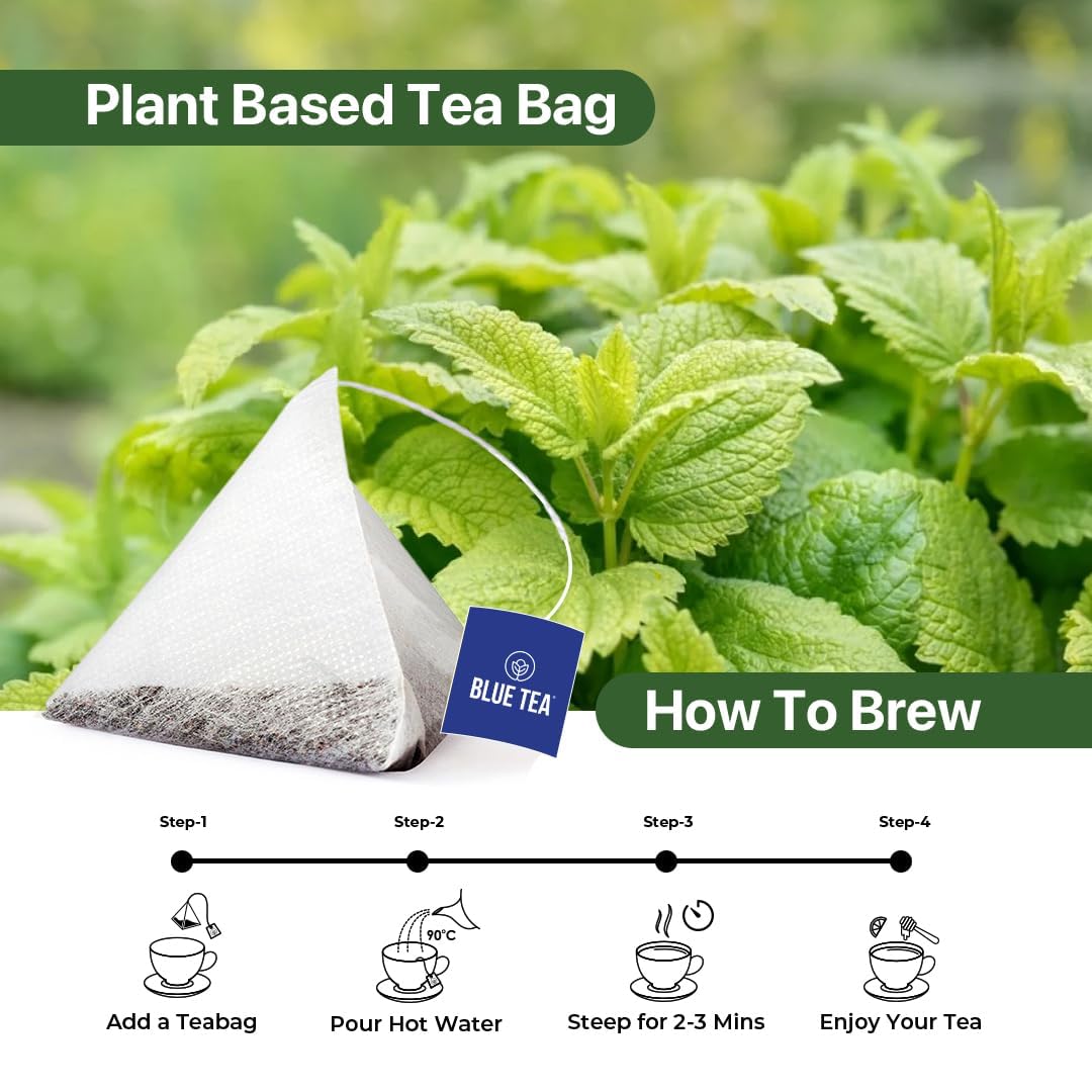 BLUE TEA Lemon Balm Tea leaves close-up, natural ingredients