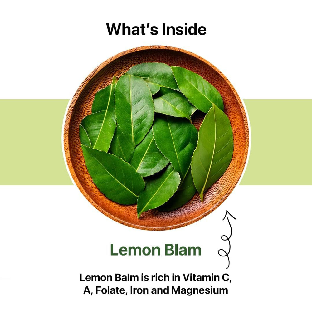 BLUE TEA Lemon Balm Tea steeping for digestion comfort after meals