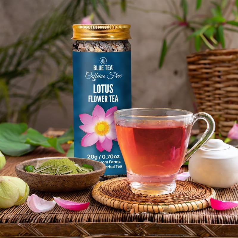  BLUE TEA Pink Lotus Tea brewing-steeping captures an inviting amber brew