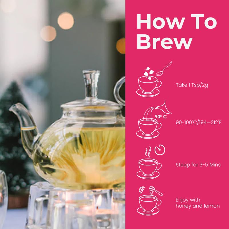 BLUE TEA Pink Lotus Tea cup-amber liquid evokes caffeine-free relaxation