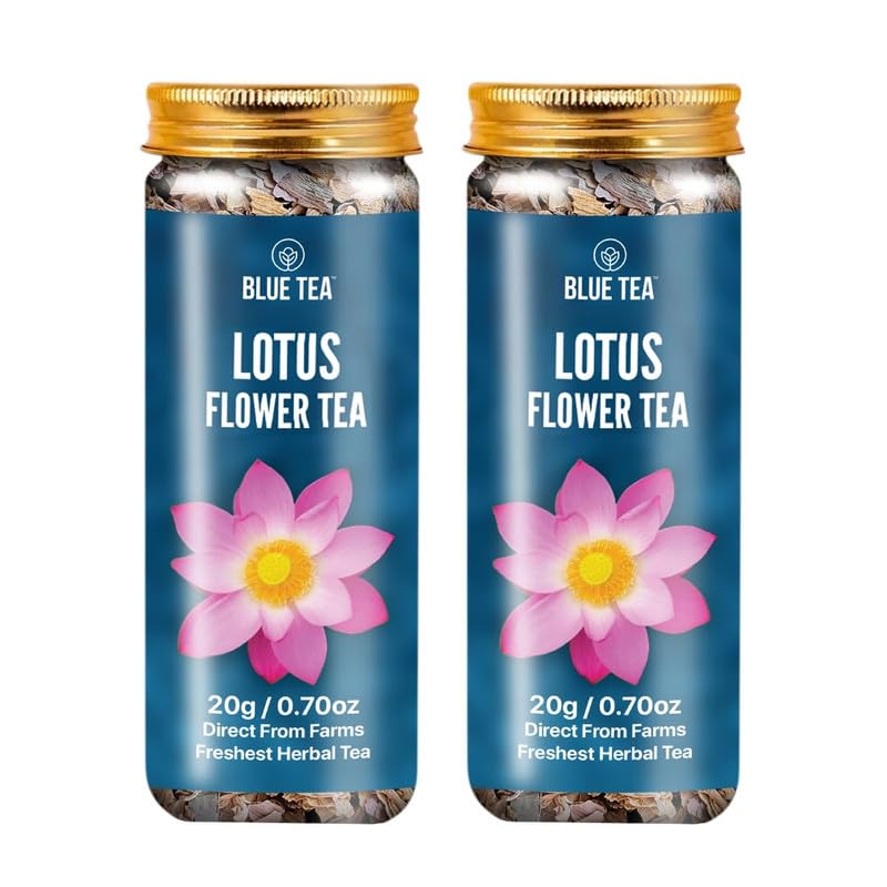 BLUE TEA Pink Lotus Tea packaging in a premium jar for fresh herbal sips