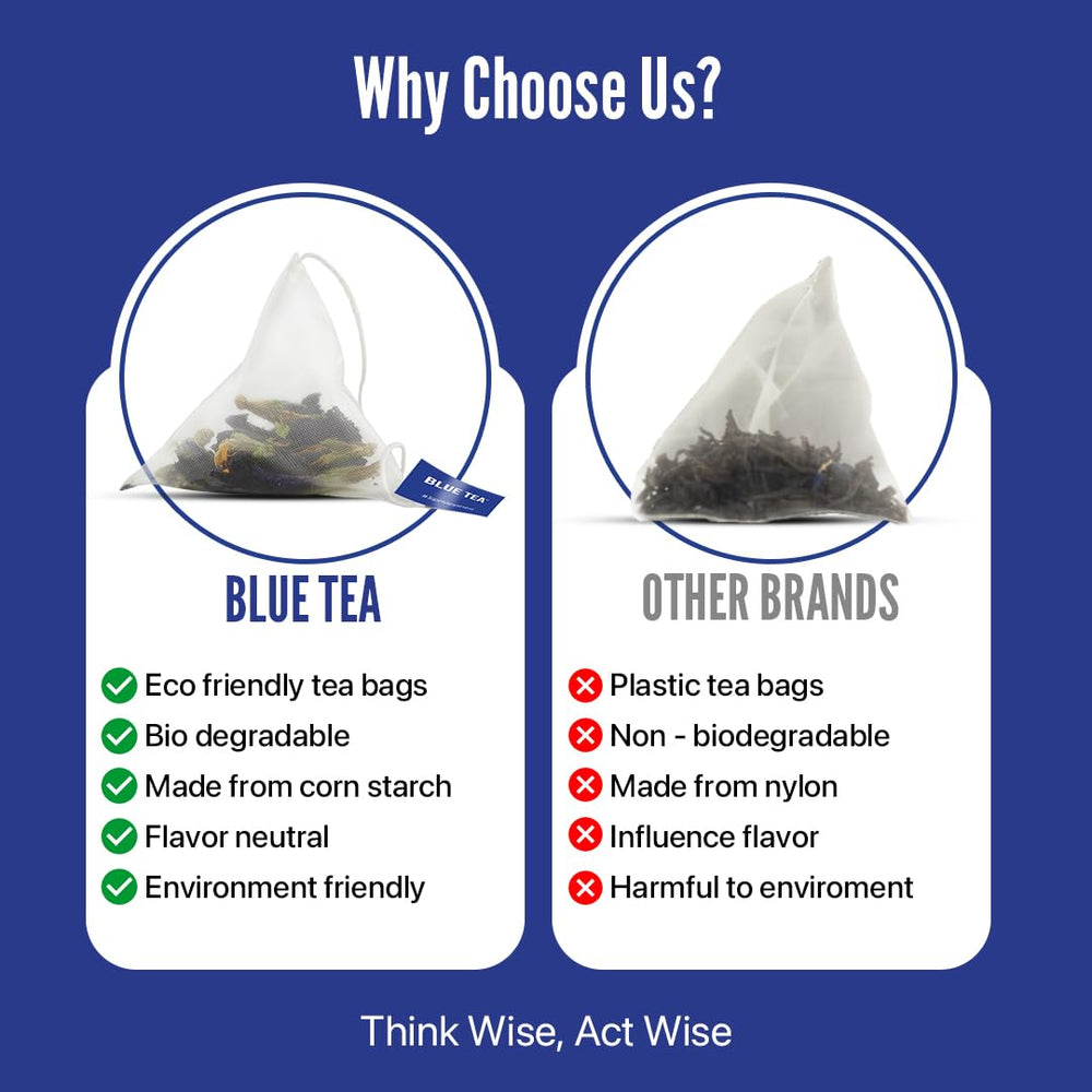 BLUE TEA simple brewing guide demonstrating easy steep for a comforting cup.