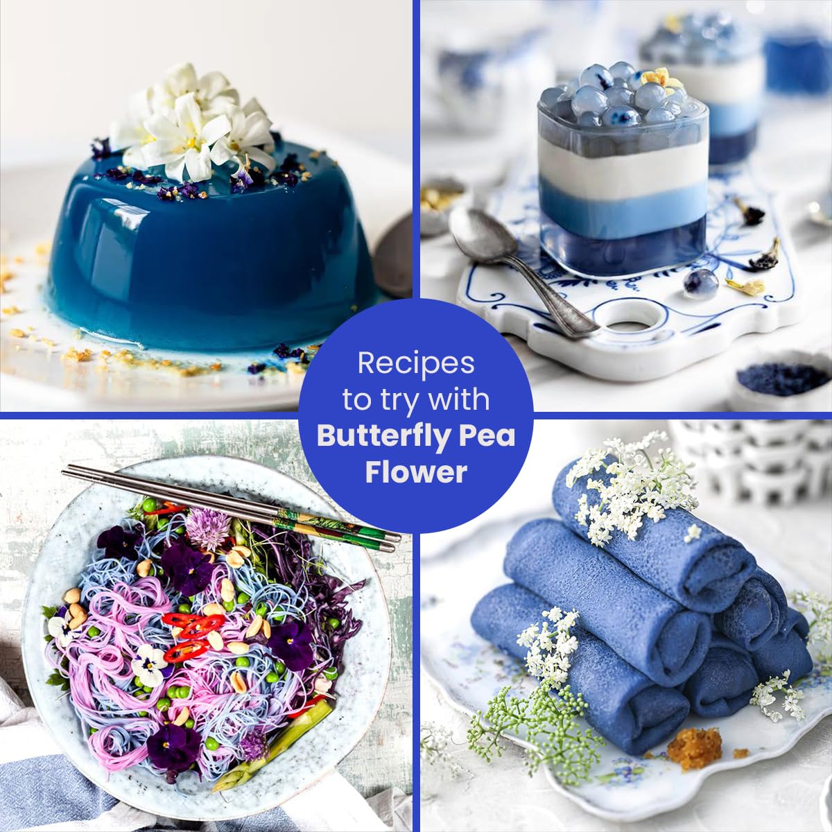 BLUE TEA zipper-pack packaging keeps tea fresh and portable.