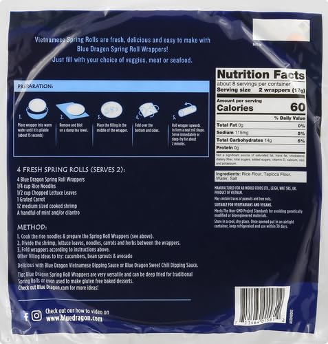 Blue Dragon rice paper sheets laid flat for pliable wrappers.