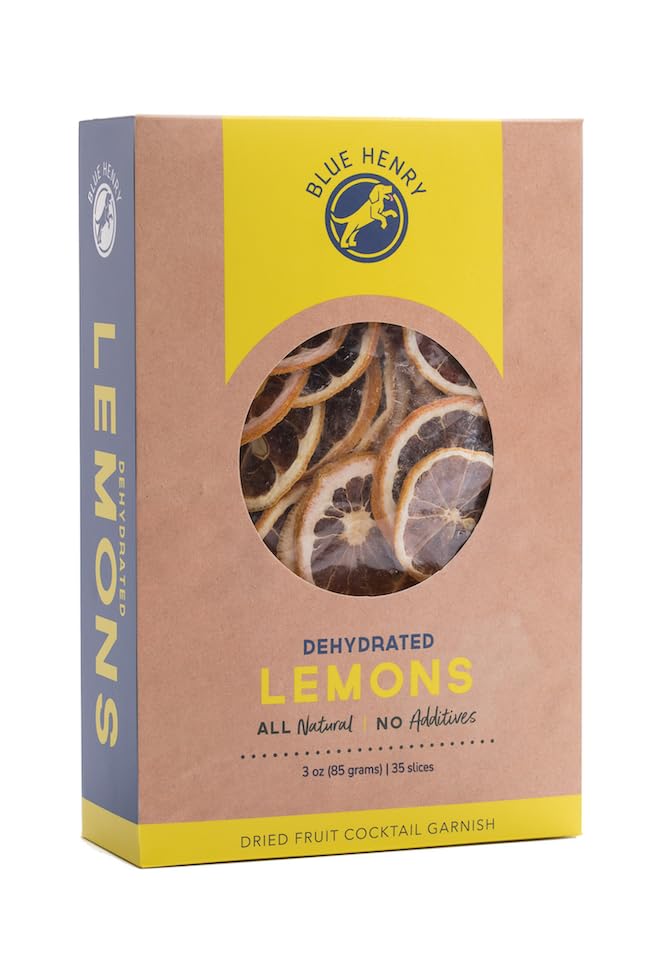 BlueHenry dehydrated lemon wheels in package highlighting vibrant color for garnish