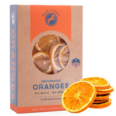 BlueHenry dehydrated orange wheels in 3 oz pack ideal for vibrant cocktail garnishes.