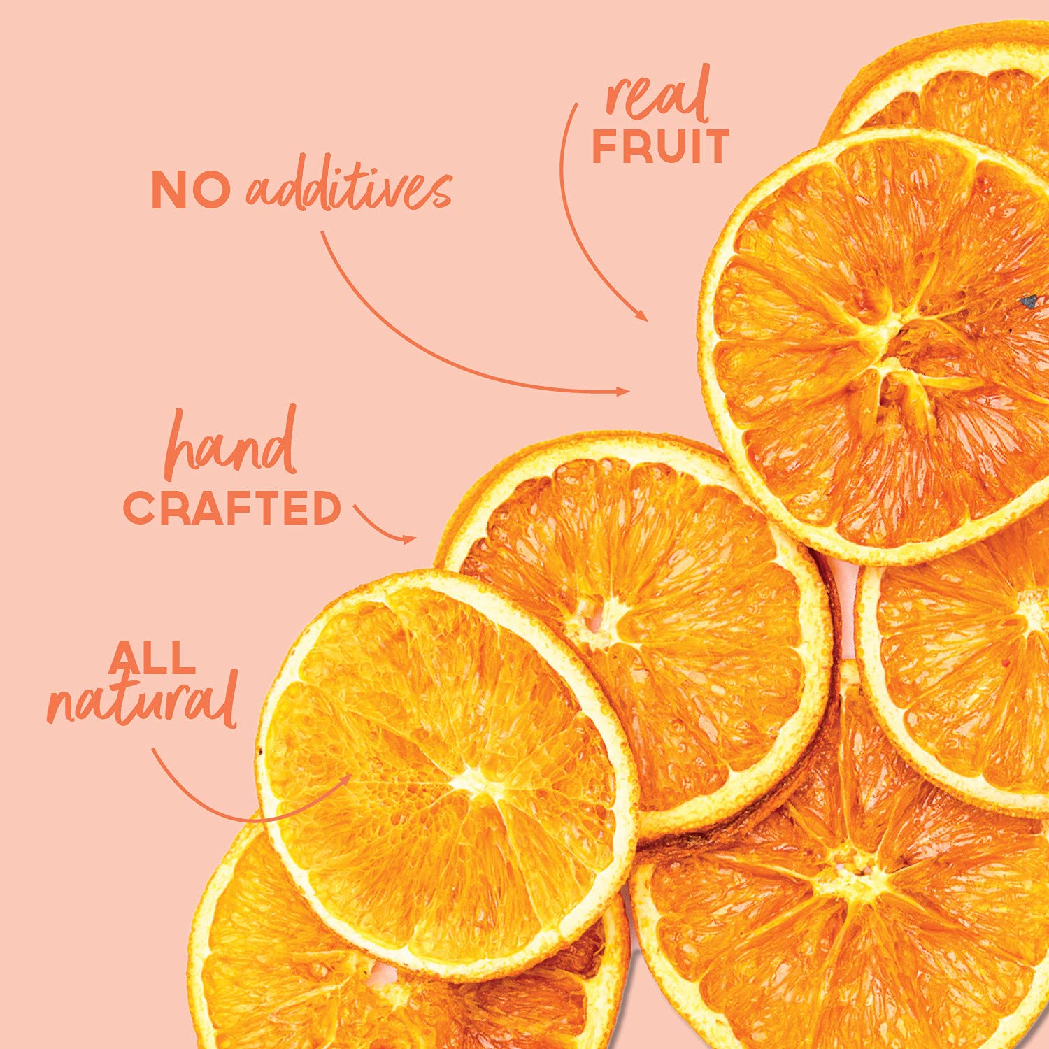 BlueHenry dehydrated orange wheels in pantry highlighting long shelf life.