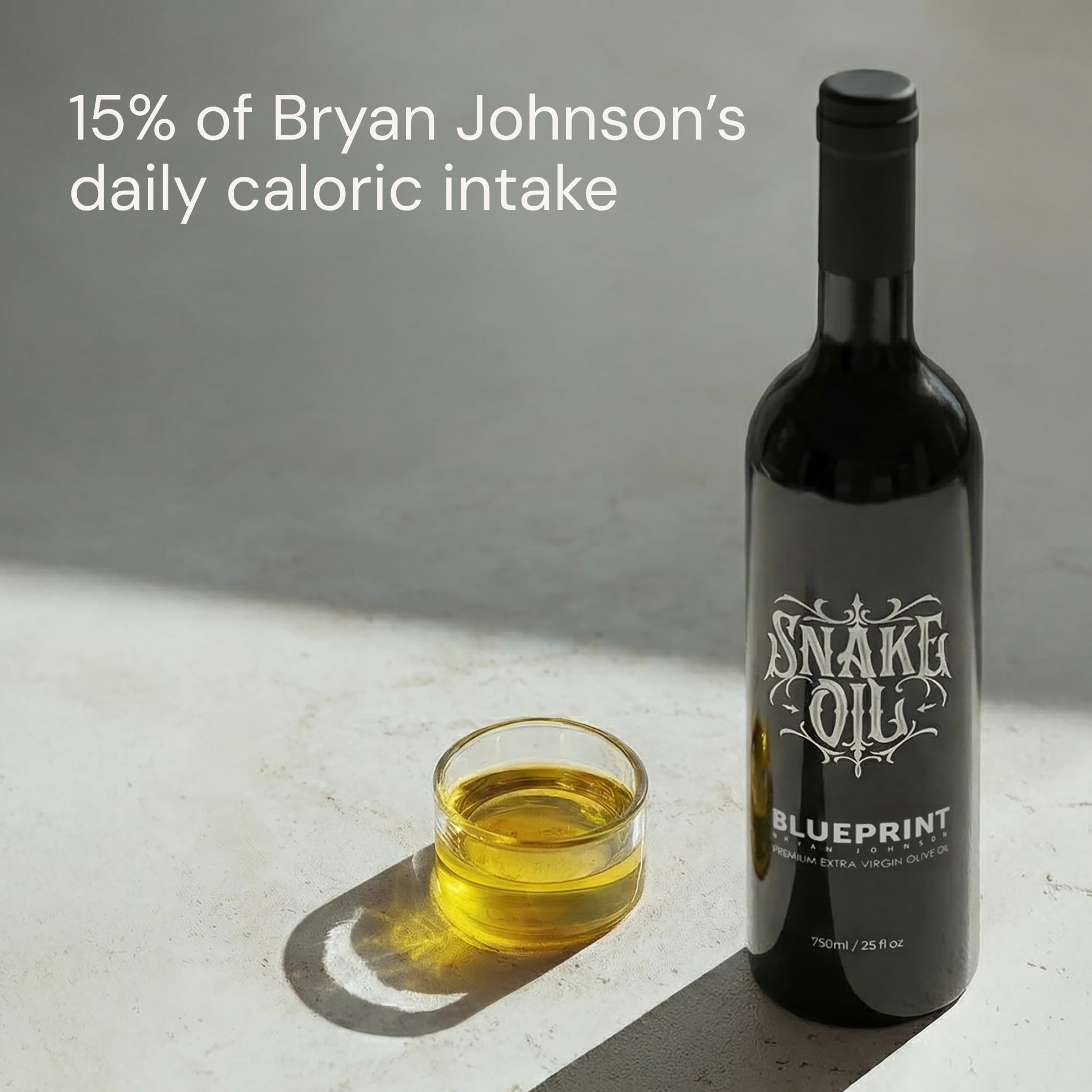 Blueprint Bryan Johnson drizzle over salad shows versatile finishing oil